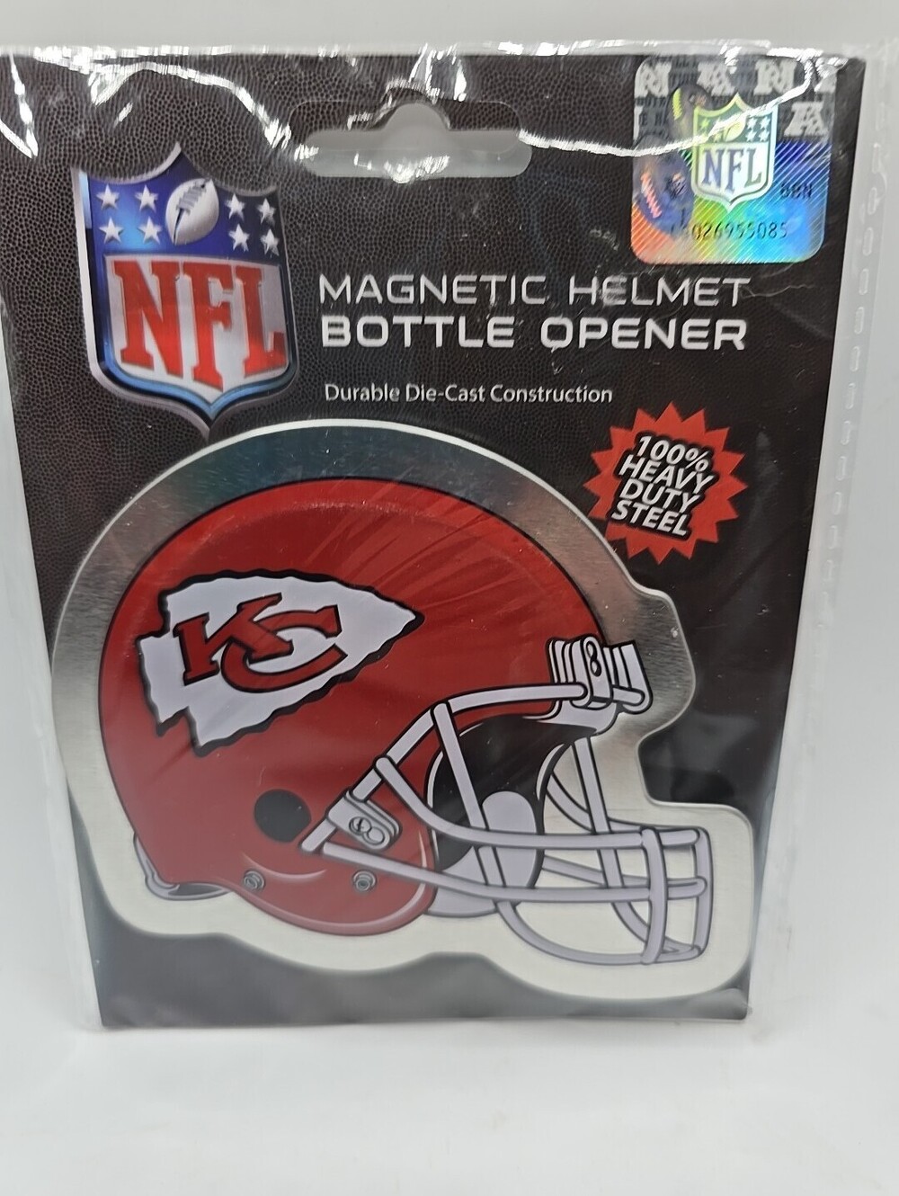 NFL Football Helmet Bottle CAN OPENER Heavy Duty Steel Magnet Kansas City Chiefs